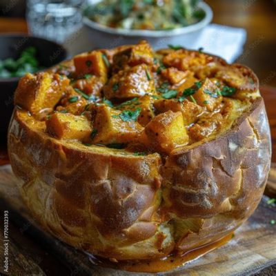  Bunny Chow: A Symphony of Spicy Curry Flavors Embraced by Hollowed-Out Loaf!